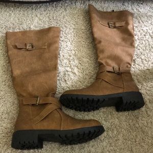 Light brown knee high boots